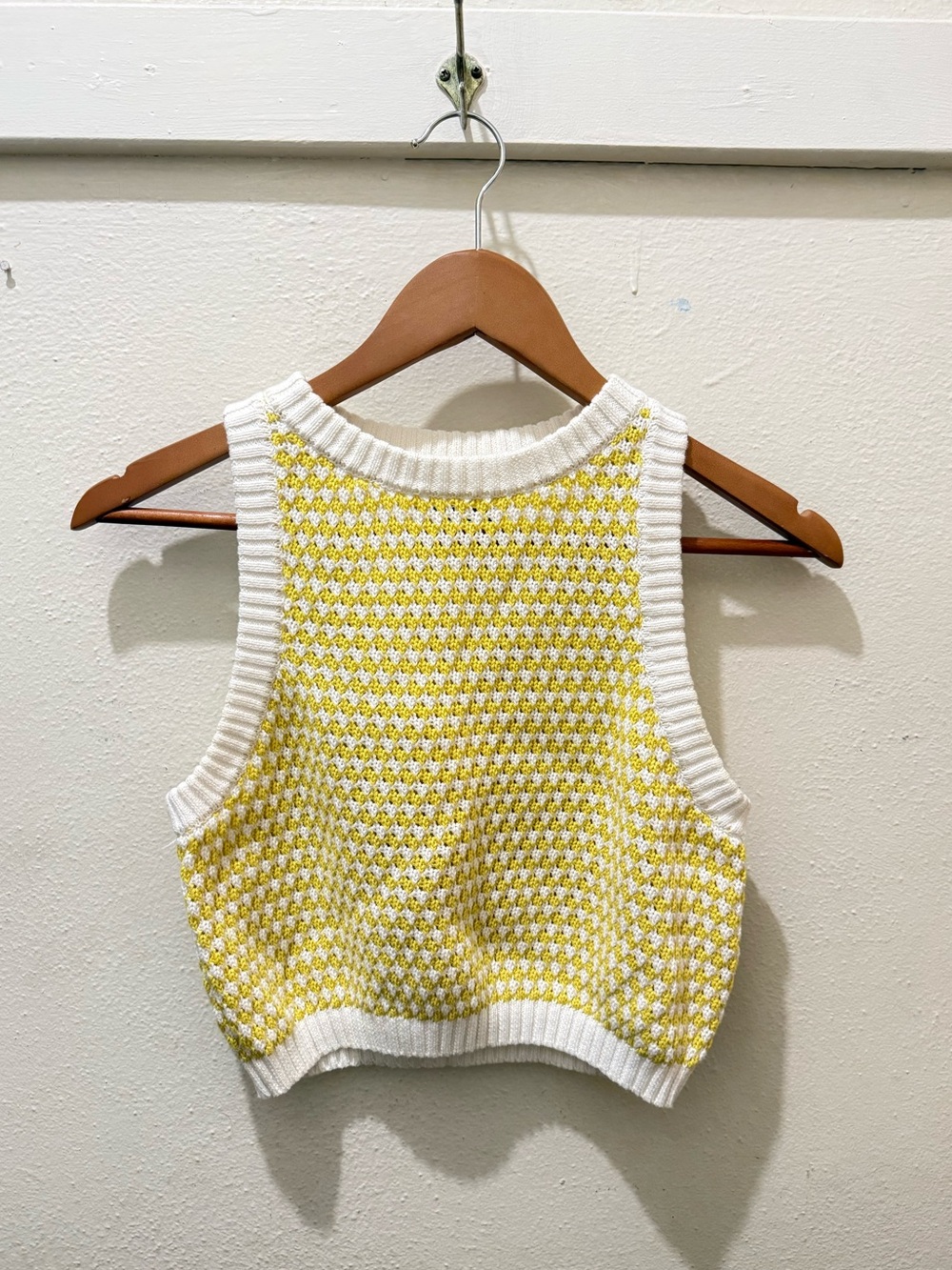 Future Collective Alani Noelle Crochet Checkered High Neck Sweater Tank Top